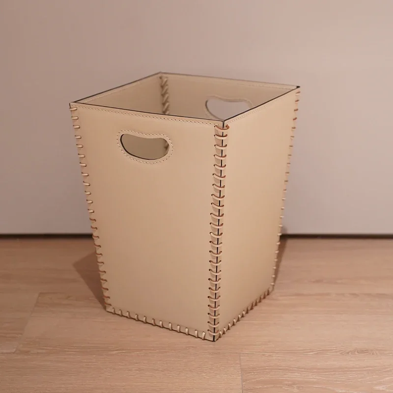 

Italian-Style Light Luxury Saddle Leather Storage Basket Modern Minimalist Designer Model Cloakroom High-End Sundries Basket