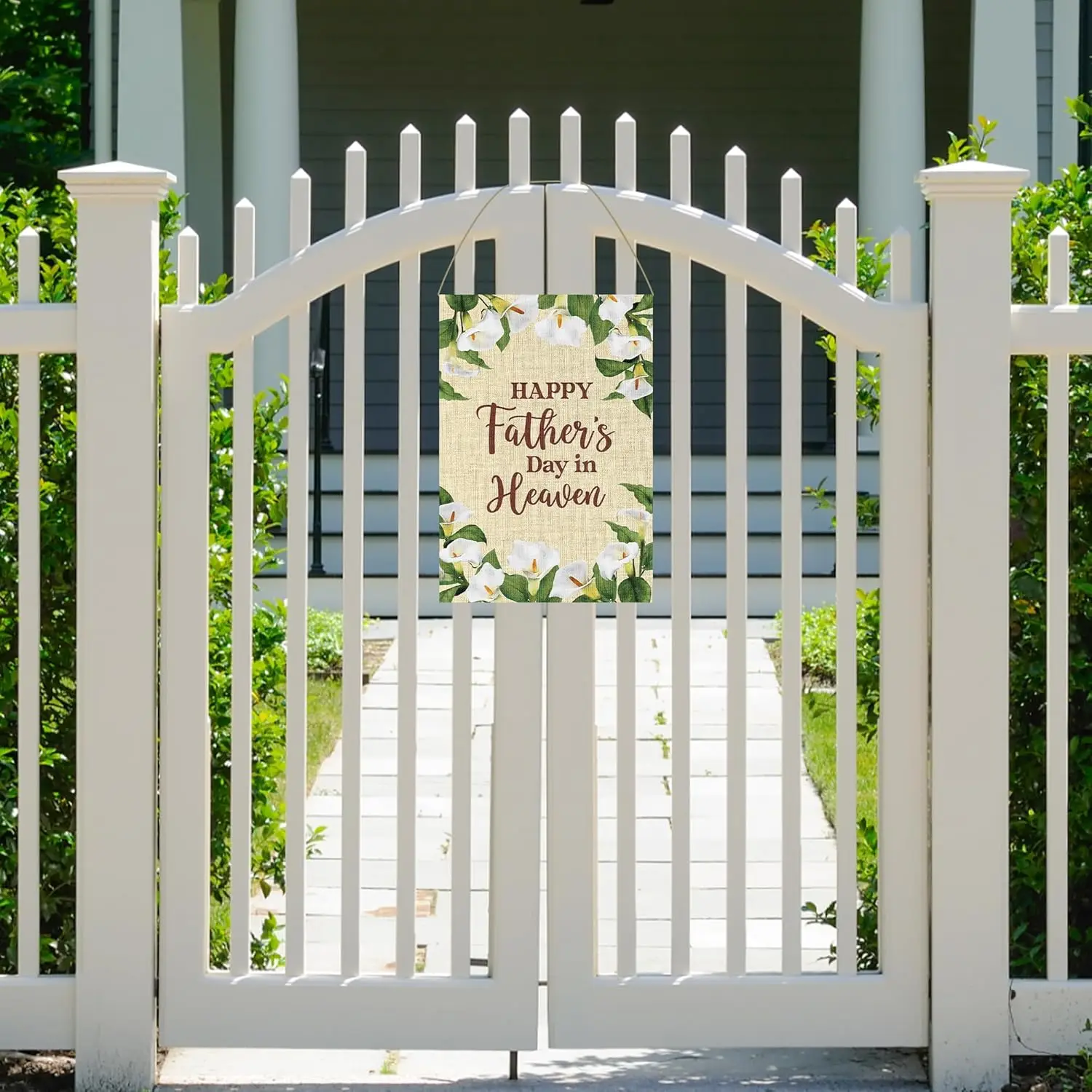 WATINC Father’s Day Garden Flag - 12 X 18 Inch Linen Happy Fathers Day In Heaven Flag Grave Lawn Remembrance Porch Decoratio DDI