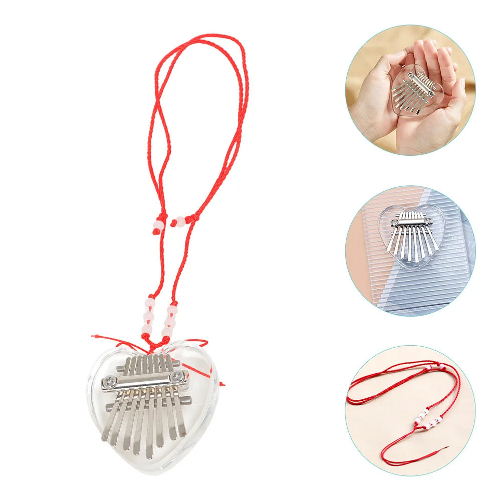 

8-Key Acrylic Thumb Piano Miniature Kalimba For Beginners Portable Finger Piano Music Instrument With Red Lanyard