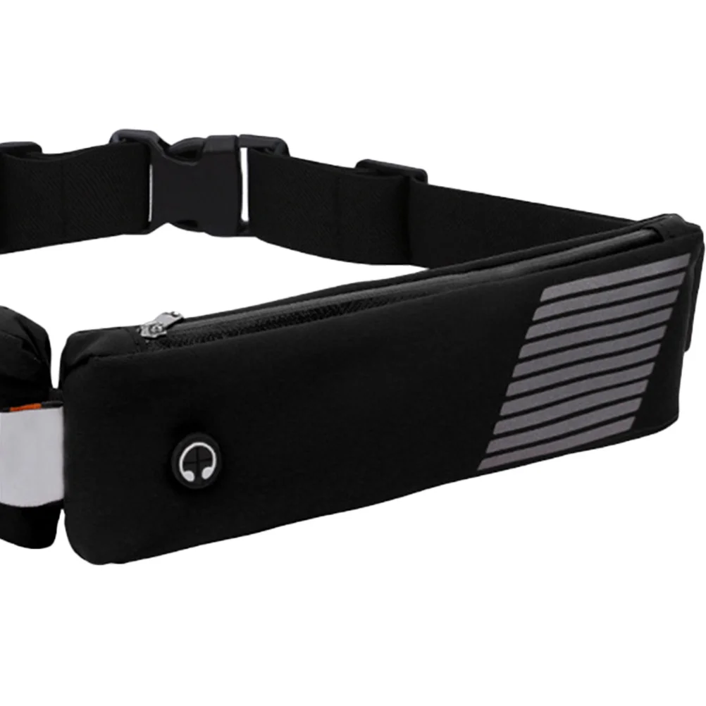 Outdoor Sports Waist Pouch Black Average Size Waterproof Running Belt Double Pocket Sweatproof Pocket Belt for Jogging Cycling