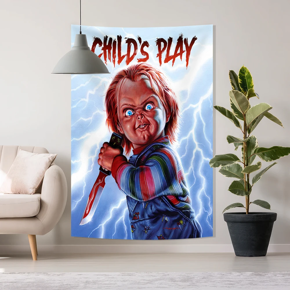 

90x150cm Scary Doll Game Poster Background Tapestry Home Bedroom The Soul Of The Killer Tapestry