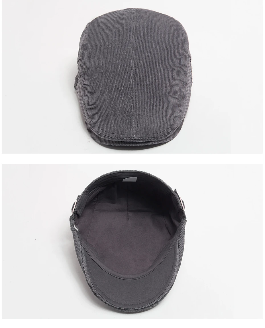 Männer Mode Cord Baskenmütze Frühling Herbst Dicke Warme frauen Flachen Hut Vintage Casual Zeitungsjunge Mütze Unisex Mode Vorne Hinten tragen – Detail 8