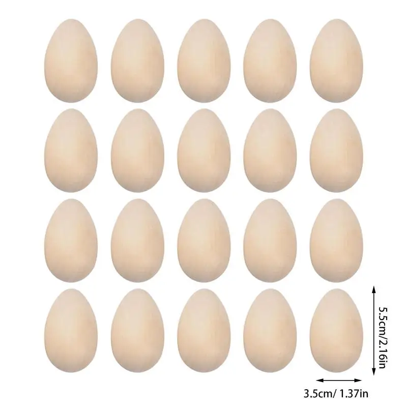 Wooden Easter Eggs For Crafts 20pcs Smooth Wooden Fake Eggs To Paint DIY Party Favors Creative Easter Decor Kids DIY Game