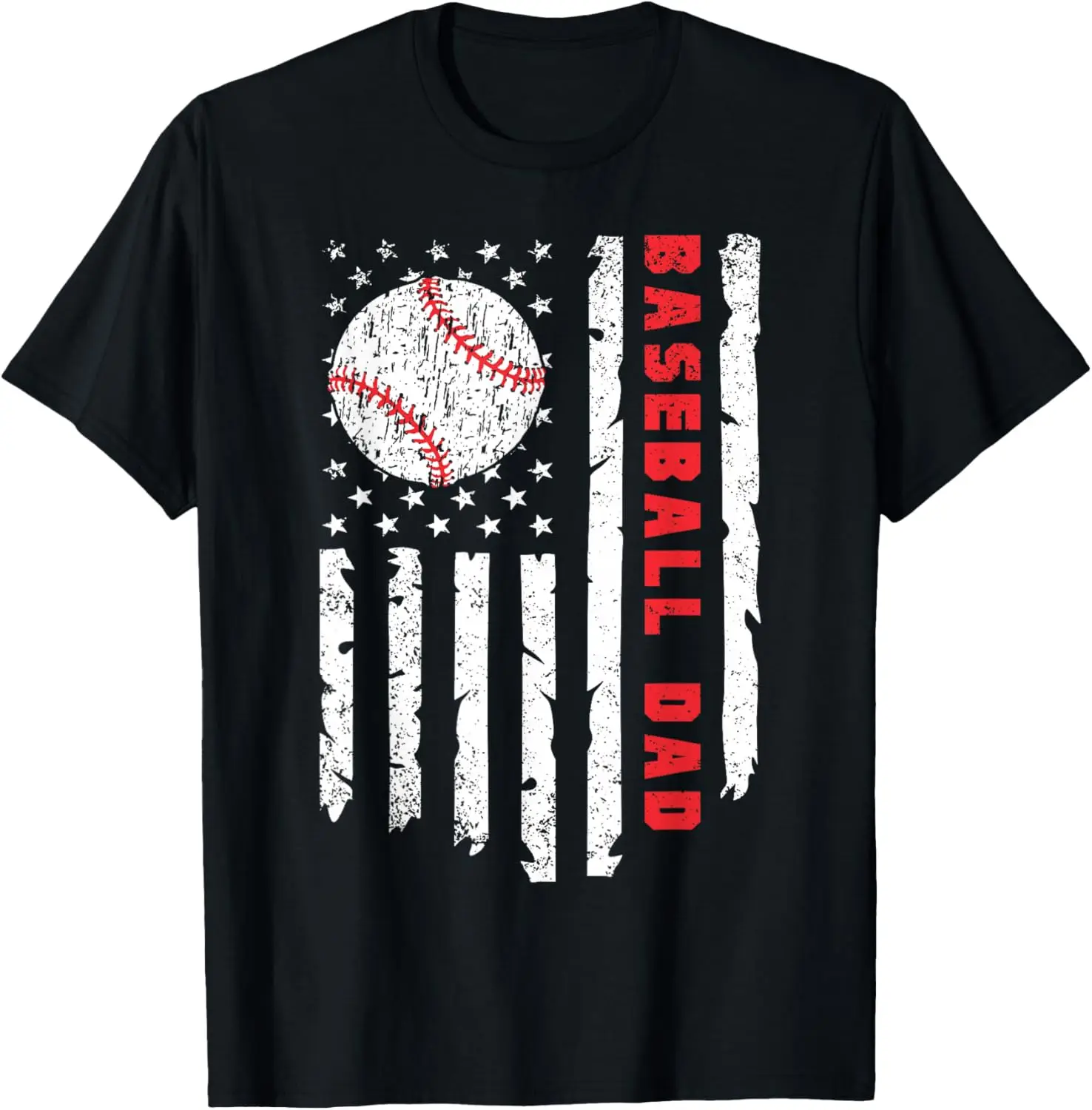 Baseball DAD USA American Flag Fathers Day 4Th Of July T-Shirt 100% Cotton Trendy Y2K Short-Sleeve Tee – Soft, Quick-Drying, &