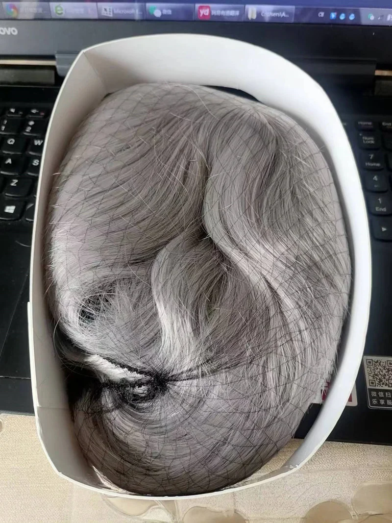 Extensiones de cabello sintético para mujer mayor, color gris y blanco, cubierta para la cabeza transpirable Natural, peluca corta rizada, sombrero