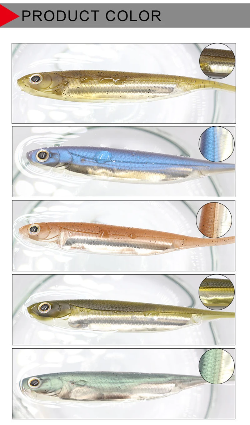 PRO BEROS 5Pcs Weiche Angeln Locken Silikon Köder 6g/10g Shad Wobbler Handwerk Gummi Fisch Swimbait für Bass Perc Hecht Zander – Detail 2