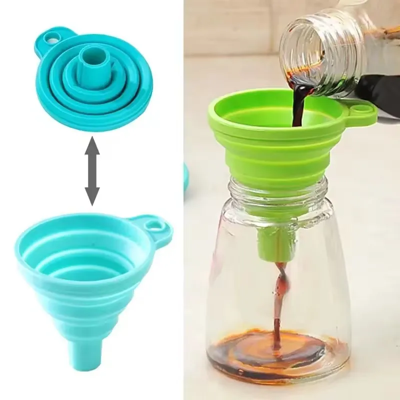 

Kitchen & Auto Funnel Bundle - Foldable Silicone Funnels for Bottle Filling, Beer Making, Engine Oil Changes & More