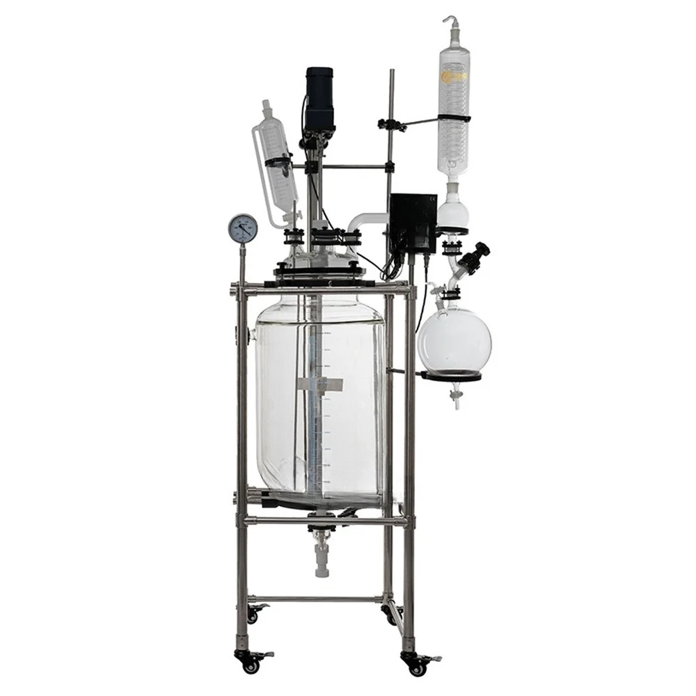 Double Glass Reactor High and Low Temperature Vacuum Distillation Reactor Chemical Stirring Mixing Dissolution Reactor