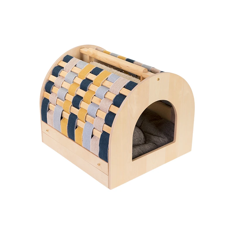 

YY Solid Wood Cat Nest House Enclosed with Cat Scratch Board DIY Pet Furniture