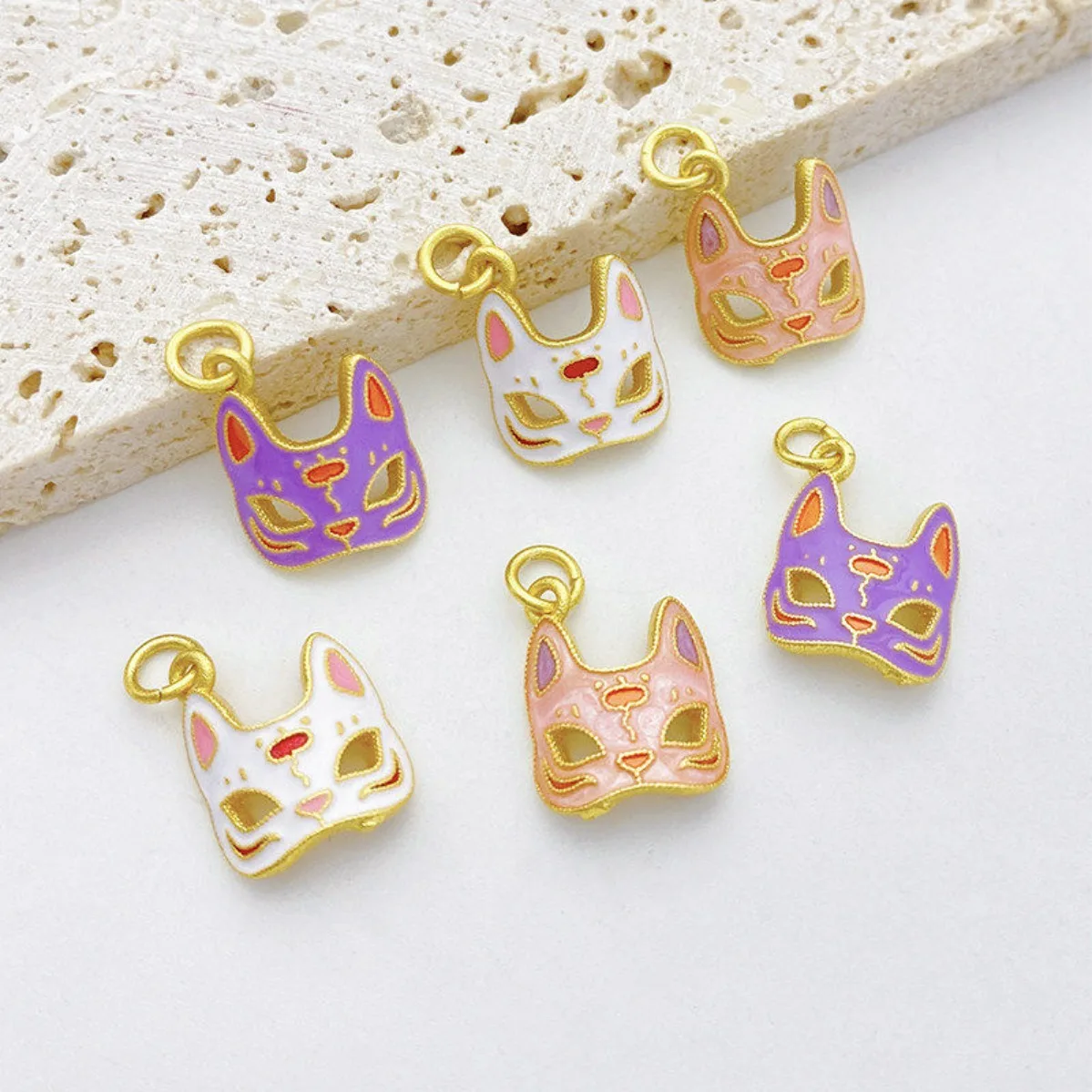 Imitation Gold Fox Mask Nine‑Tailed Fox Charm Pendant DIY Findings for Bracelet Necklace Jewelry Making National Tide Style