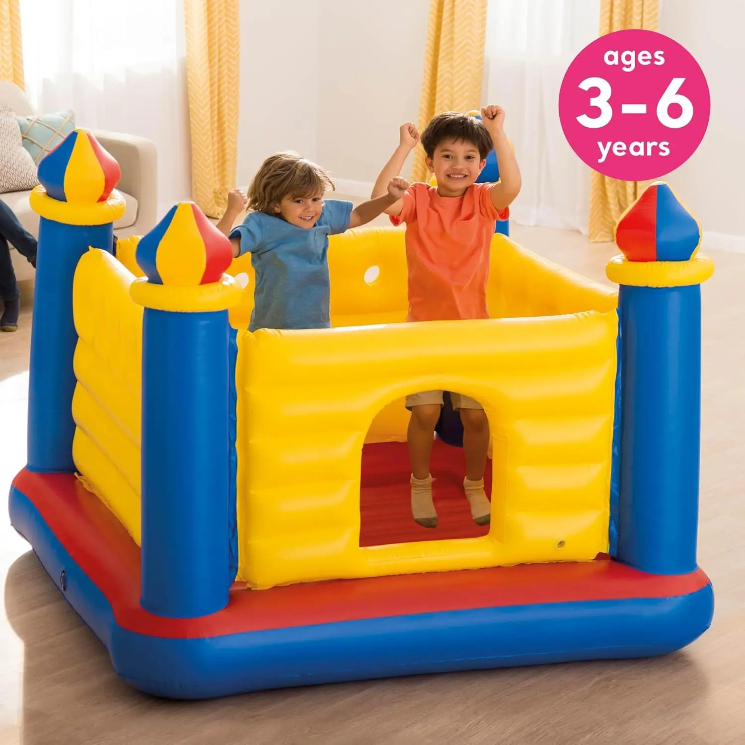 Indoor Outdoor Inflatable Jump-O-Lene Kids Bouncer Castle House Ball Pit and Small Plastic Multi-Colored Fun Ballz with Carrying