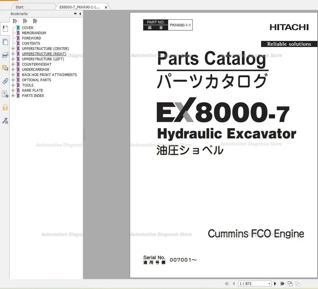 Hitachi Mining Excavator EX 2022 2.99 GB PDF Parts Catalog, Engine Parts Catalog DVD