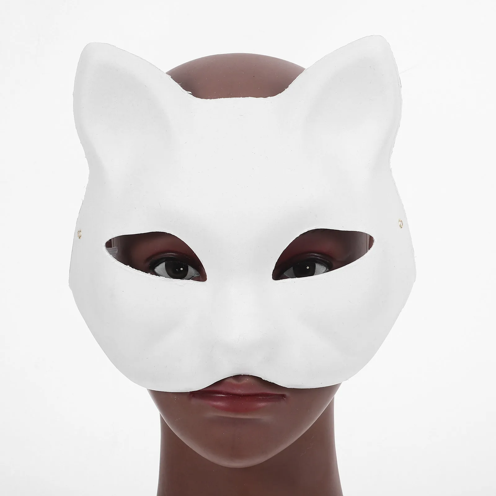 1Set Unpainted Cat Mask Set Blank Paper Half Face Mask for DIY Painting Craft Kids Art Activity Cosplay Masquerade Decoration