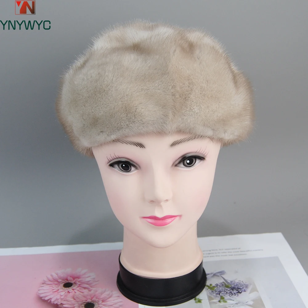 

2024 Brand Luxury Women Real Natural Mink Fur Hat Beanies Real Fur Berets Fashion Winter Warm Women Knit Caps Mink Hats Berets