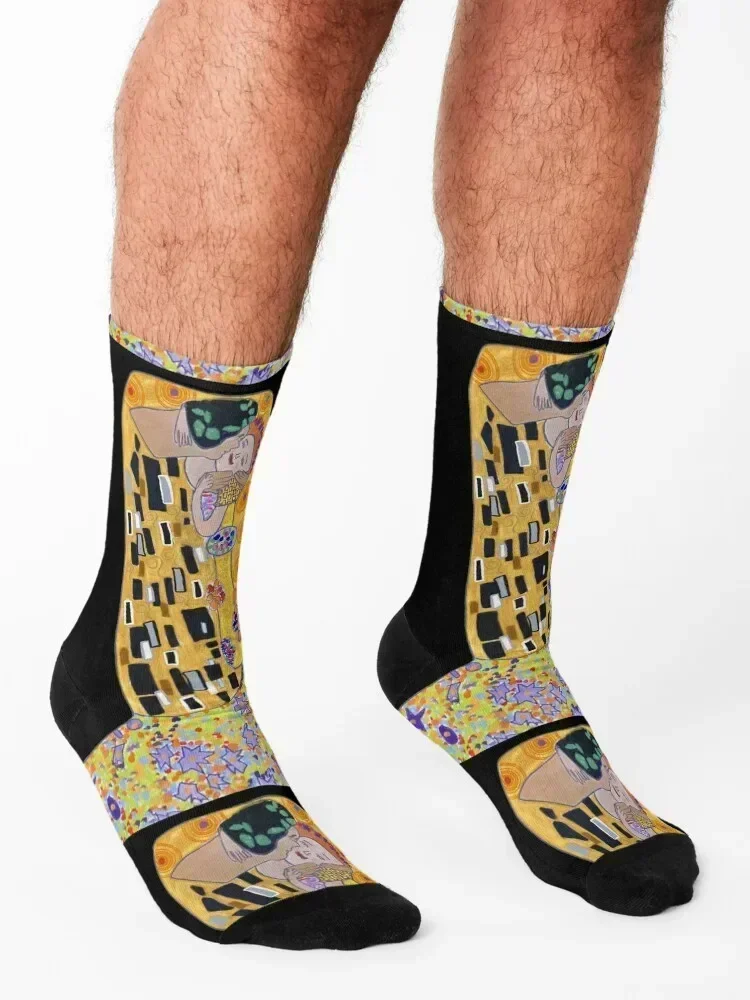 “The Kiss With A Twist” Inspired By Klimt Socks tennis new year Antiskid soccer designer brand Luxury Woman Socks Men's