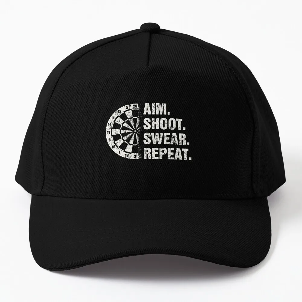 

Aim Shoot Swear Repeat Dartboard Dart Player Baseball Cap Icon New Hat Golf Wear Men Women's