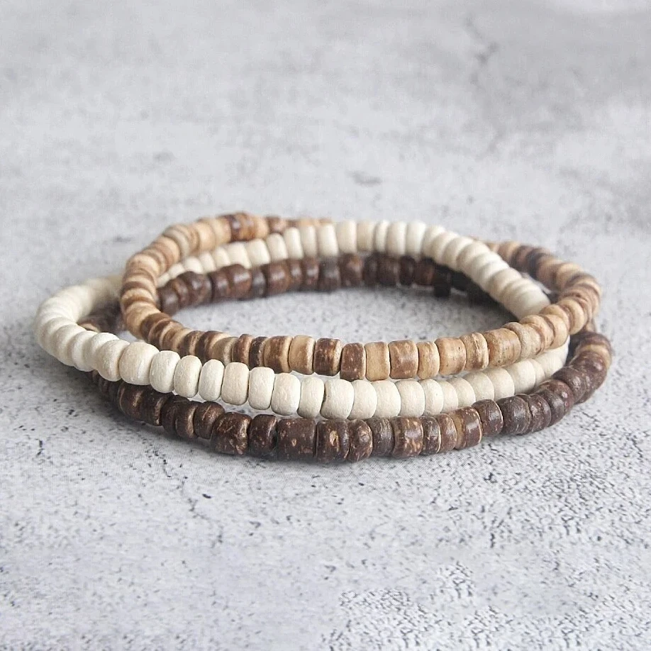 3 peças (1 conjunto), pulseiras de surfista, pulseira de contas boho, pulseira de praia, conjunto de pulseira masculina, presente de natal, presente para ele