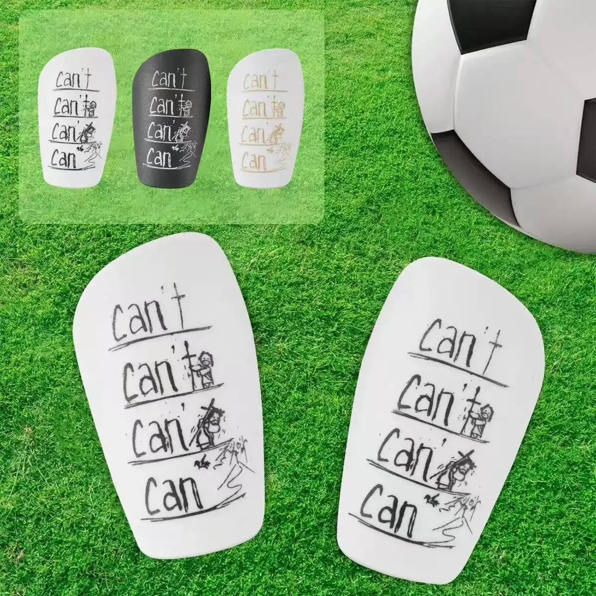 1 Paar Mini-Fußball-Schienbeinschoner - Ultrakleine Schutzausrüstung für Männer & Frauen, Blau-Weißes Rissiges Eis-Design, PP-Material