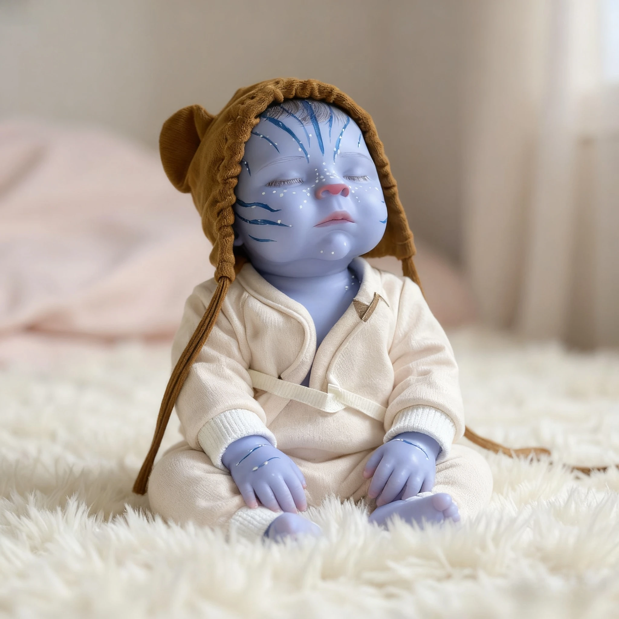13 Inch Blue Skin Reborn Baby Doll,Hand-painted Peaches,Simulated Closed Eyes Toddler with Visible Veins,Birthday/Christmas Gift - Detail 1