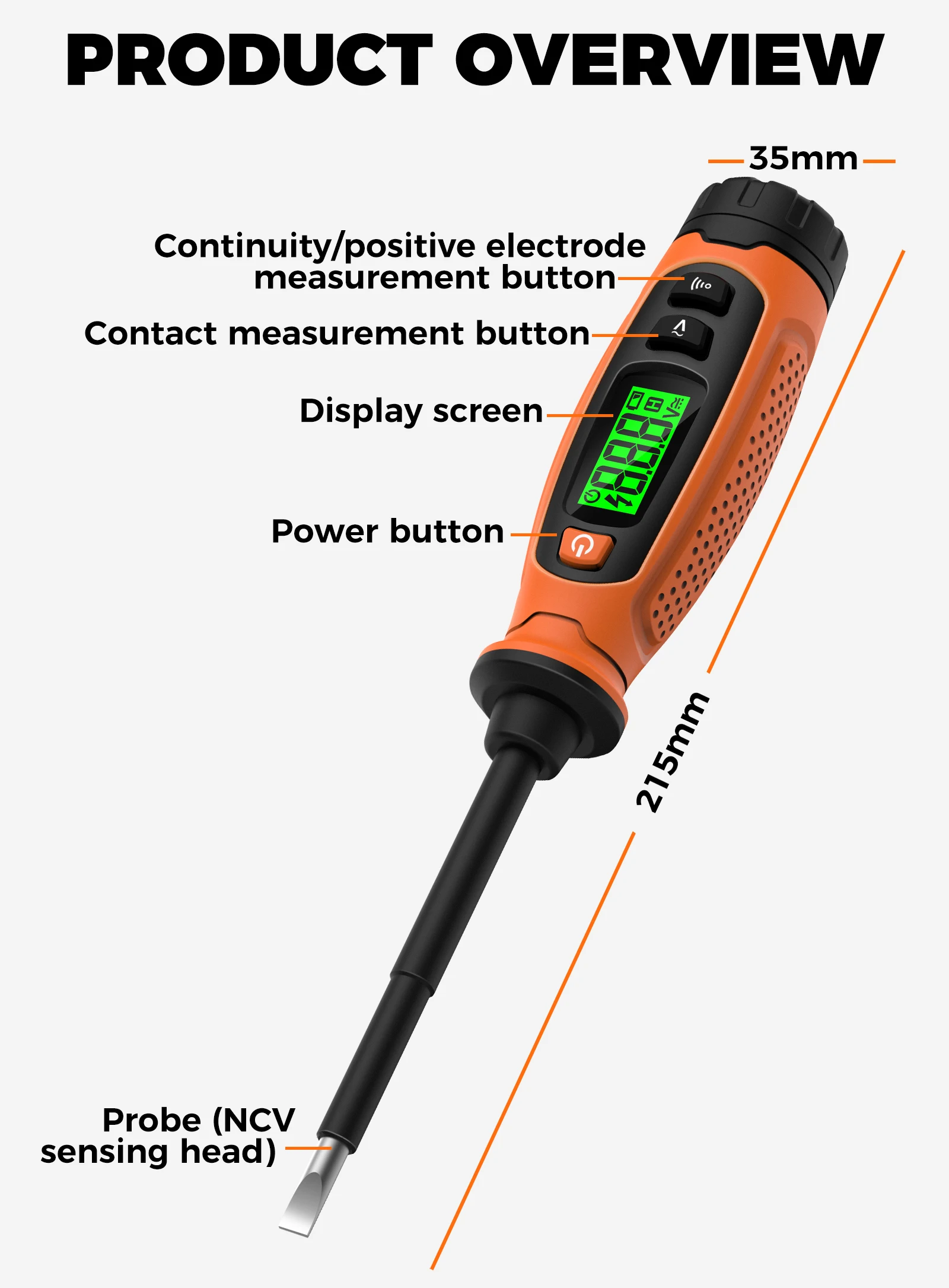 VT01 Spannungsprüfer-Stift 3V-500V Berührungsloser Schraubendreher mit LCD-Display Voltmeter-Detektor Elektrischer Stift Spannungsanzeiger – Detail 9