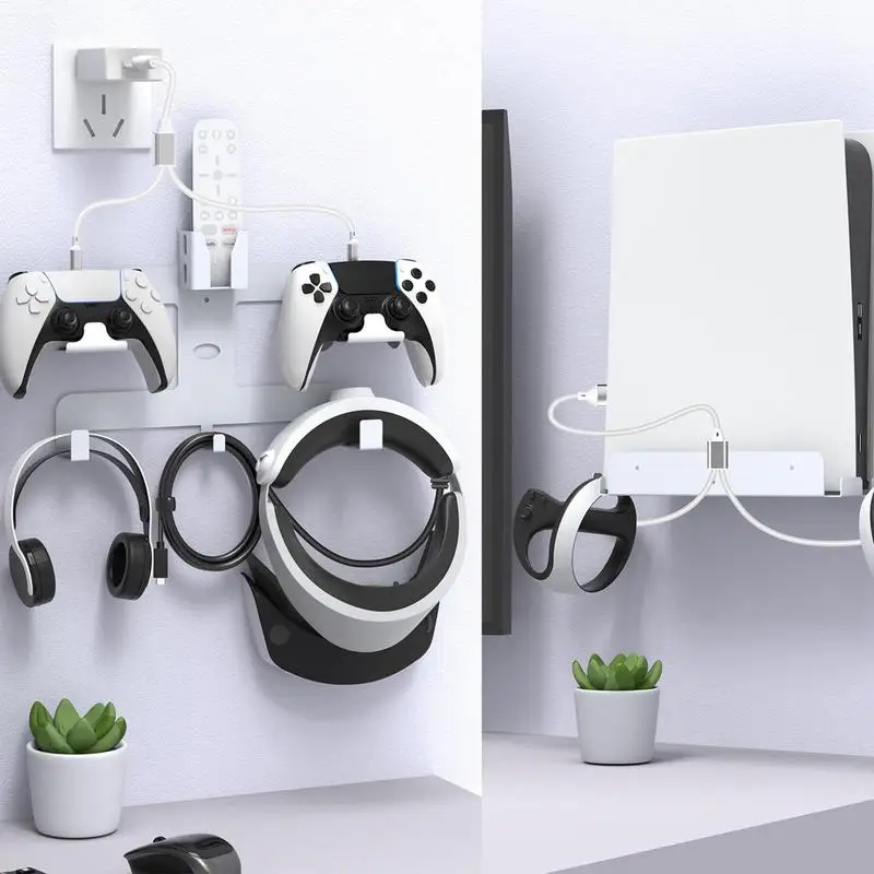 For PS VR2 Wall Display Stand Wall-mounted Game Controller Storage Holder Space Saving Game Controller Bracket Headphone Rack