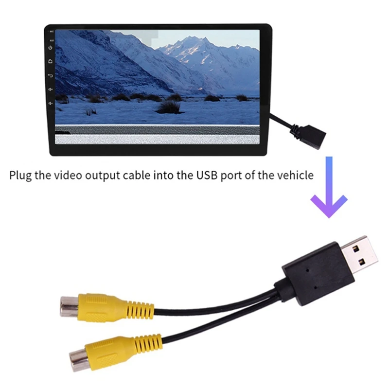 รถกล่องเอาต์พุตวิดีโอพอร์ต USB ถึง CVBS อะแดปเตอร์แบบพกพา RCA Video Output Cable สําหรับ Android เครื่องเล่นมัลติมีเดีย
