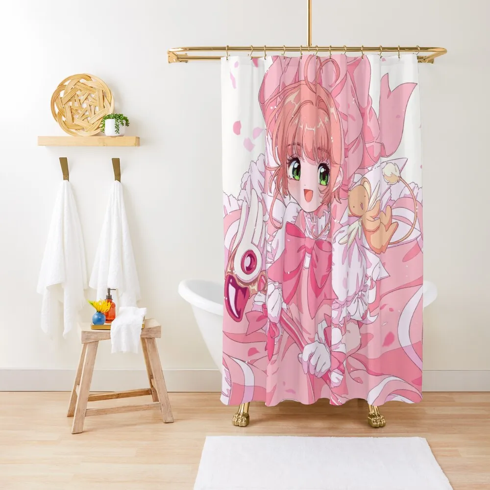 

Cardcaptor Sakura Cherry Blossom Magical Girl Shower Curtain Bathtub For The Bathroom Bathroom Fabric Bathroom Showers Curtain