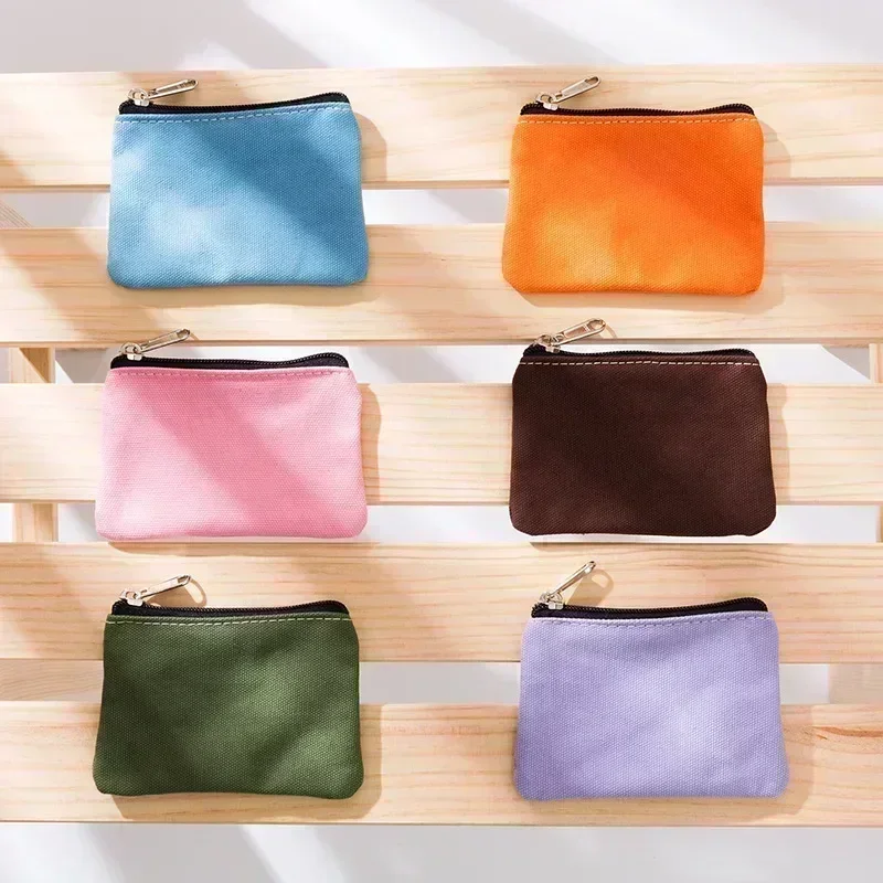 Porte-monnaie en toile solide avec fermeture éclair pour hommes et femmes, mini sac à clés, poche d'argent, bricolage, document, simple, SR10