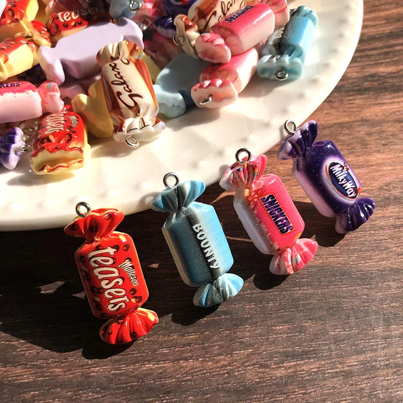 30pcs Valentine Day Chocolate Candy Resin Charms Bulk Wholesale Cartoon Sweets Pendant DIY For Earring Jewelry Make