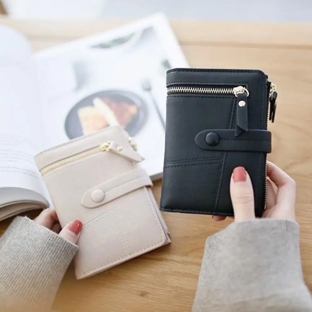 Carteras cortas plegables para mujer, tarjetero impermeable con ranura para múltiples tarjetas, monedero ligero de cuero PU de estilo coreano para viaje