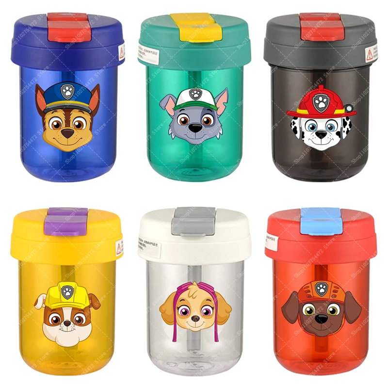 PAW Patrols 어린이 플라스틱 워터 컵 300ML Skye Chase 소년 소녀를위한 차가운 음료 주스 병 귀여운 휴대용 음료 용기 컵