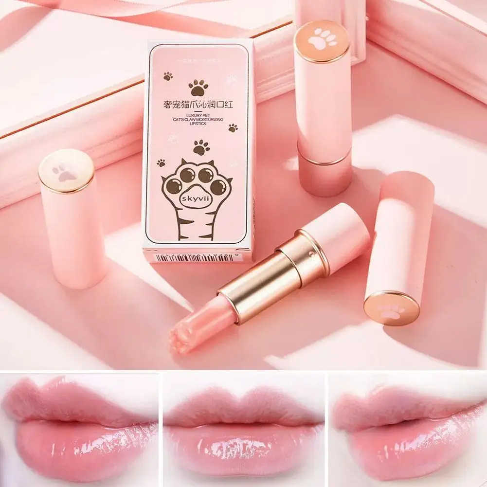 Pink Cat Paw Discoloration Lipstick Lip Balm Lip Color Lipstick Beauty Cosmetic Cute Lasting Female Moisturizing Nature Mak R6O8