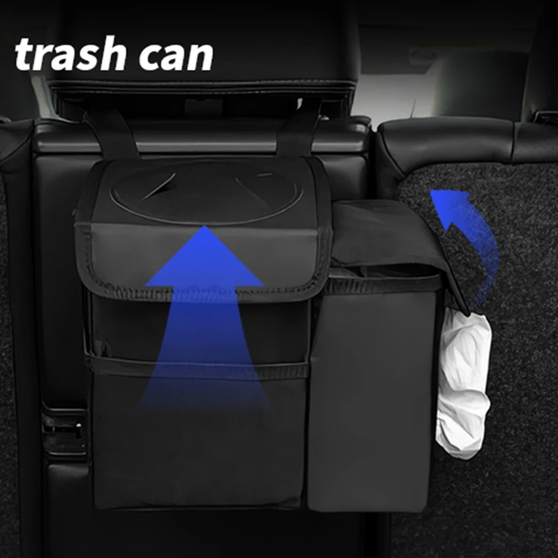 Car Trash Can With Paper Towel Holder, Multifunctional Hanging Foldable Waterproof Car Trash Can, Car Storage Bag