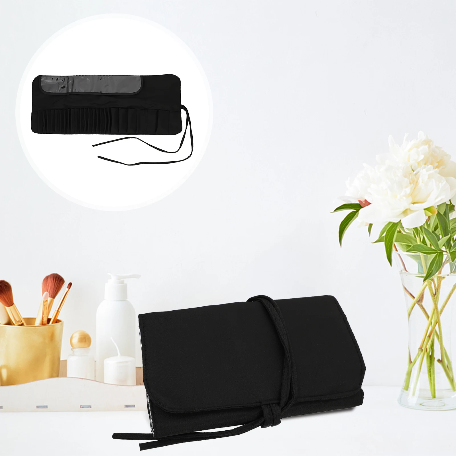

Makeup Brush Holder Rolling Organizer Portable Bag Travel Makeup Brush Pouch Lightweight Beauty Storage Case
