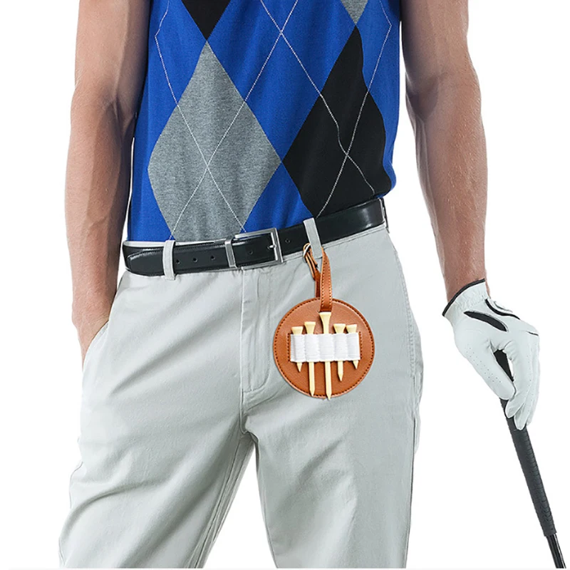 Leather Golf Tees Holder With Belt Clip Golfs Tee Carrier Portable Golf Tees Storage Bags Golfs Training Equipment