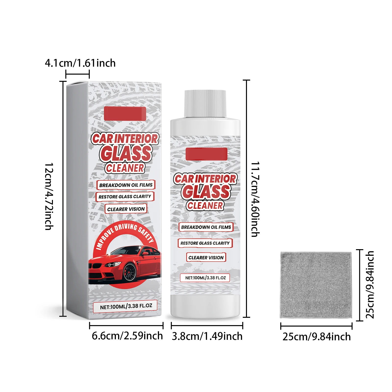 

Anti-Fog Glass Cleaner Spray for Car Windows Oil Film Remover Streak-Free Formula with Surface Protectant Safe on Tinted Glass