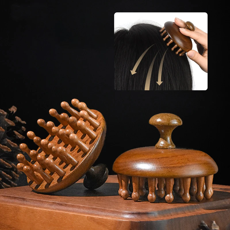 

Multi-Functional Wood Therapy Massage Comb Scalp Head Massager Natural Sandalwood Circular Tooth Guasha Scraping Body Massager