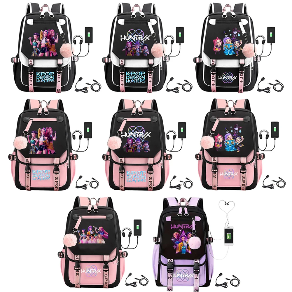 For KPop Demon Hunters Backpack Demon Slayer Backpack For Kpop Demon Backpack for Boys Girls