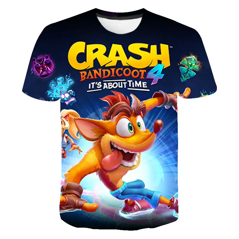 TShirts Japanese Games Crash Bandicoot 3D Print T Shirt Fashion Kids Casual Boys Girls Unisex Round Neck Tshirt Tees Clothes