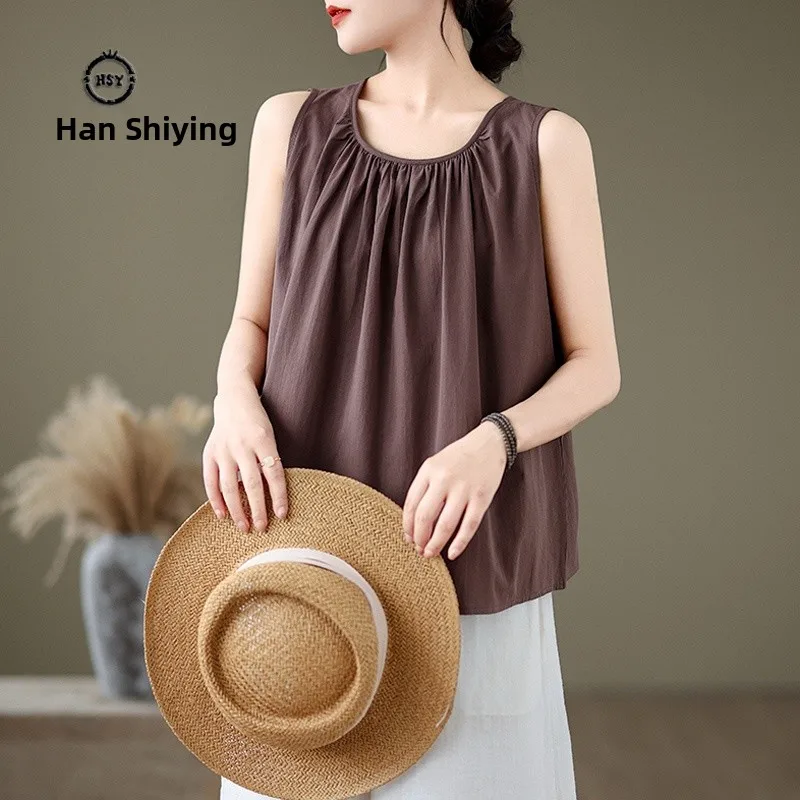 

Повседневный круглый жилет трапециевидной формы Ne Svel, женский свободный крой, летняя новая однотонная футболка, дизайнерский свободный топ со сборками