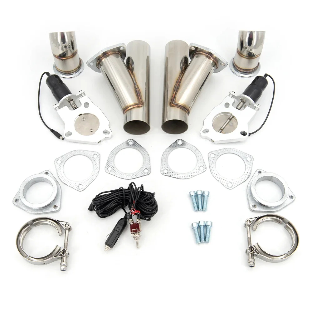 2.5 Inch 3 Inch Dual Stainless Steel Y Headers Pair Electric Exhaust Cutout Pipe Kit With Switch Control