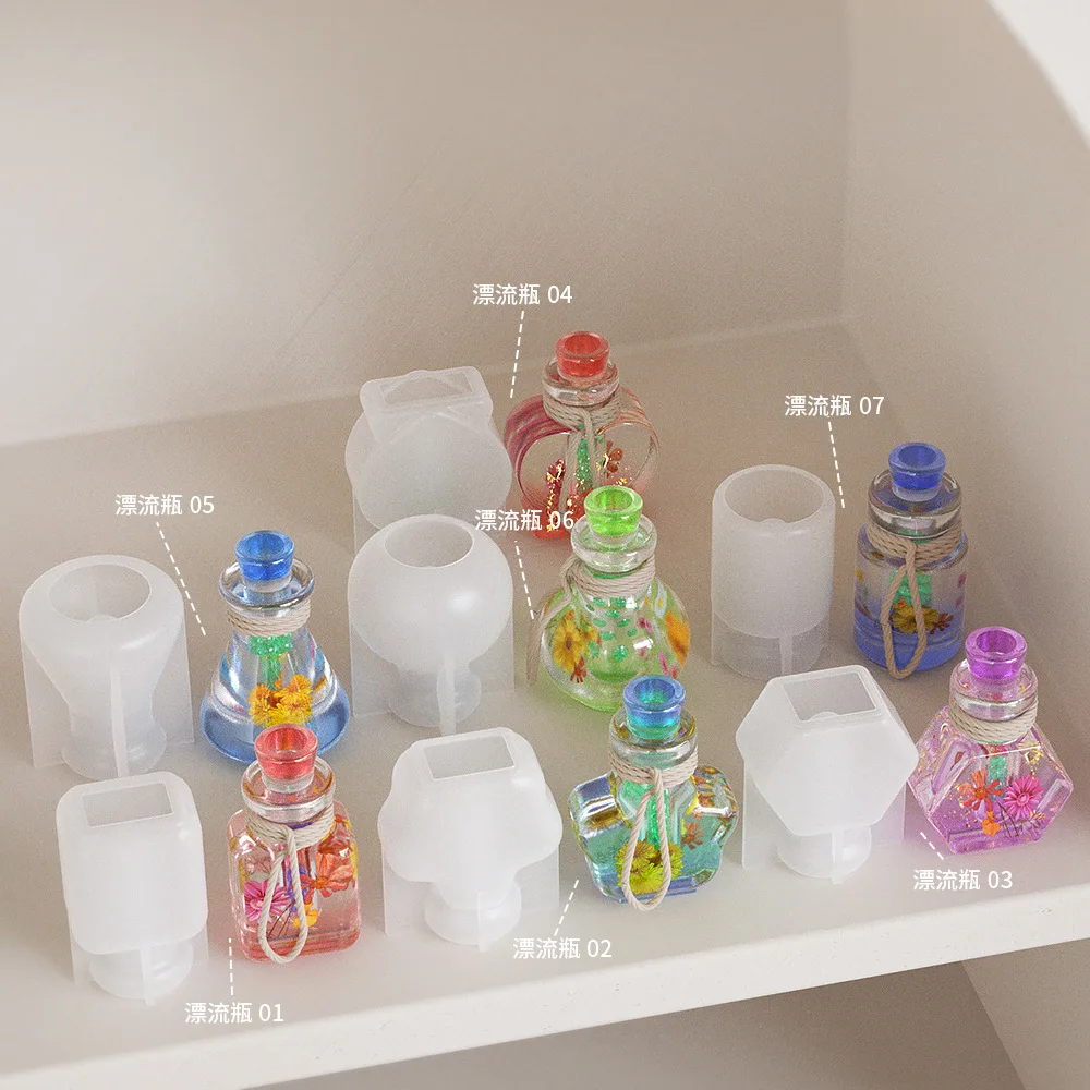 Drifting Bottle Pendant Silicone Mold DIY Night Light Wishing Aromatherapy Quicksand Bottles Silicone Epoxy Resin Mould