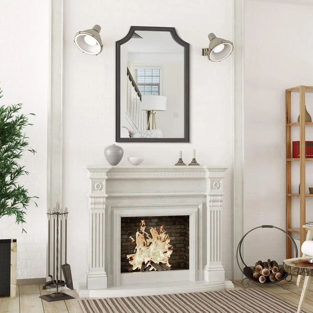 Lustro z rzeźbionym drewnianym ramą, 50x75 cm, do małej łazienki - prostokątny wystrój ścienny do przedpokoju, sypialni, salonu