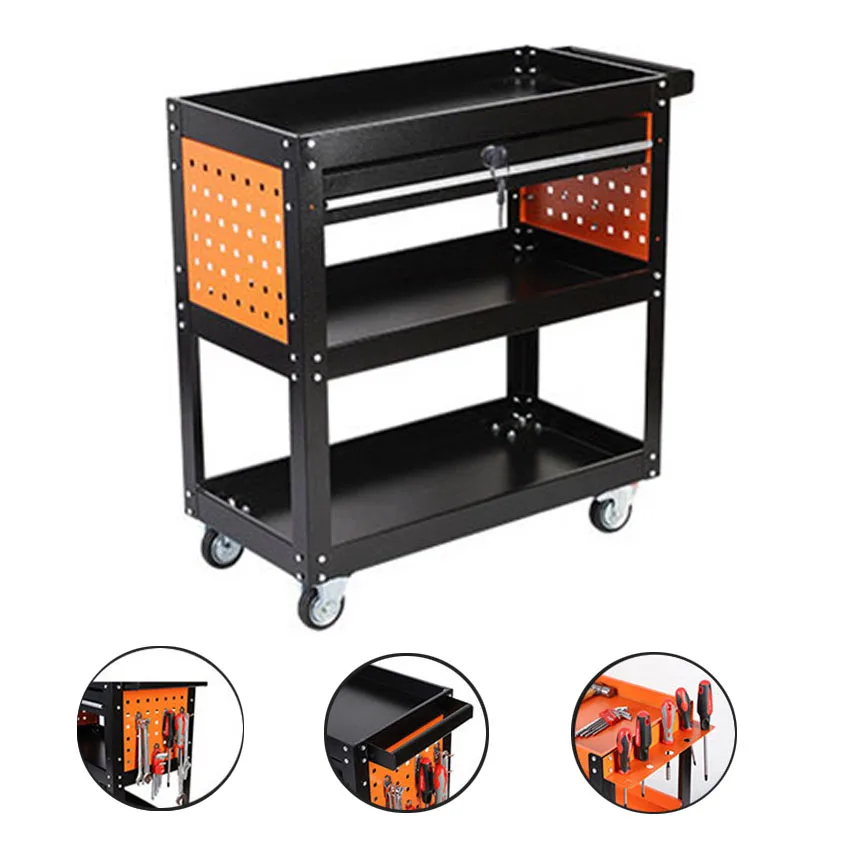 

Rolling Tool Cart Rolling Tool Cart Storage Stand Utility with Wheels Movable 3 Tier Storage Cabinet for Warehouse Repair Shop