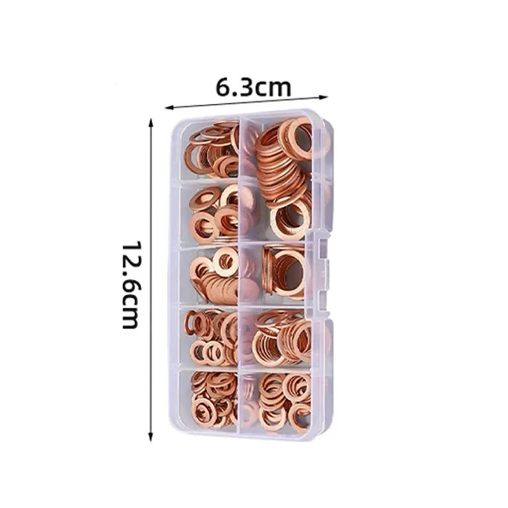 200-teiliges Kupfer-Unterlegscheiben-Sortiment, Kupfer-O-Ring-Dichtung, Öldichtung, Flachring, Kupfer-Dichtungsscheiben für Hardware- und Sanitärreparaturen – Detail 3