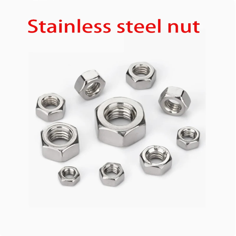 Hexagon Hex Nuts  M2 M2.5 M3 M3.5 M4 M5 M6 M8 M10 M12 M14 M16 M18 M20 M22 M24 M27 M30 Hex Nut 304 Stainless Steel DIN934 Metric