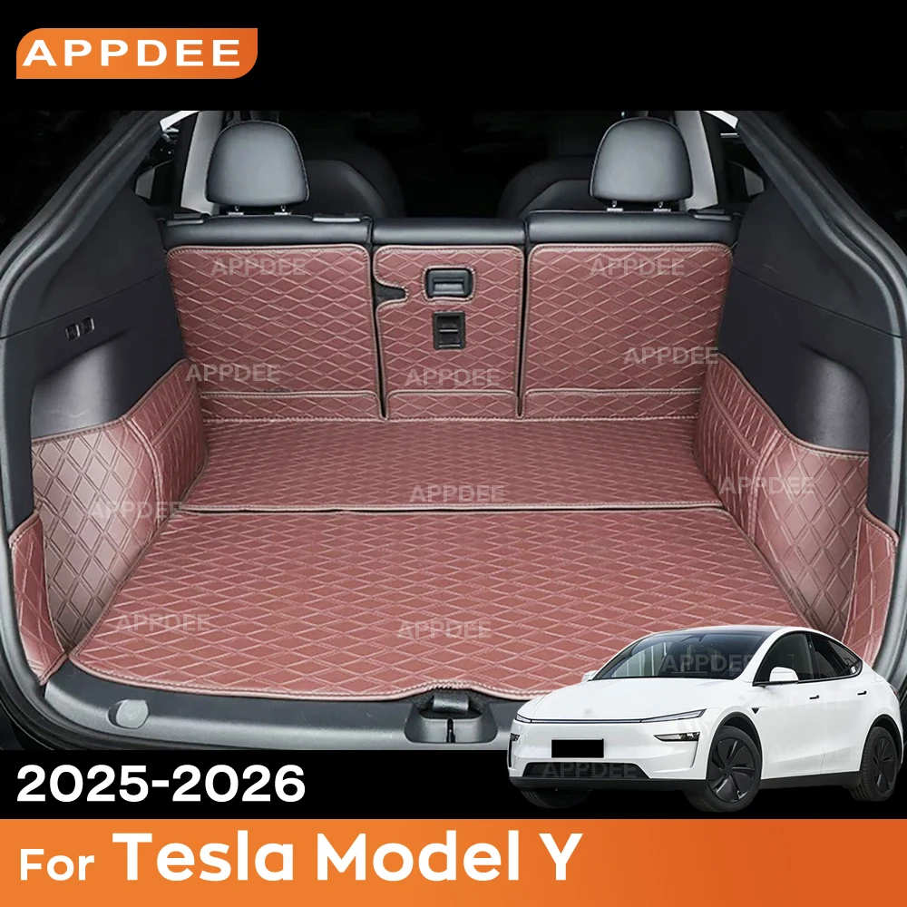 Für Tesla Model Y 2025-2026 Kofferraummatte Laderaumauskleidung PU-Leder Vollabdeckung Wasserdichtes Innenzubehör