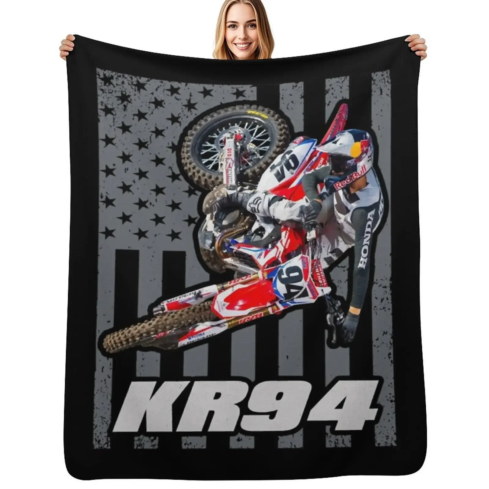 Ken Roczen KR94 American Flag 450 94 USA Supercross Champion Throw Blanket funny gift Retros Heavy wednesday Blankets