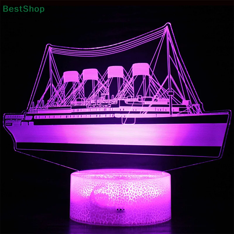 3D Illusion Ship Model Lamp for Kids Night Light 16 Colors Changing Room Bedside Decor Christmas Birthday Gifts for Girls Boys