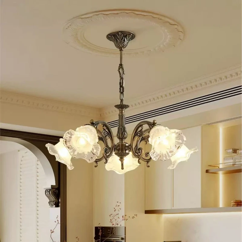 

Винтажные стеклянные подвесные светильники с цветочным узором для спальни, американские люстры для кухни, столовой, ресторана, домашнего декора, дизайнерские лампы